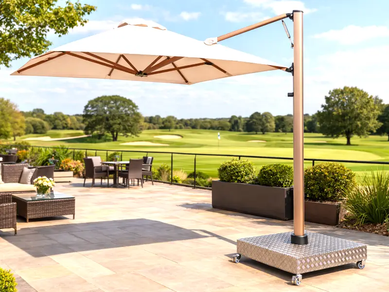 Malaga cantilever parasol with copper-finish frame