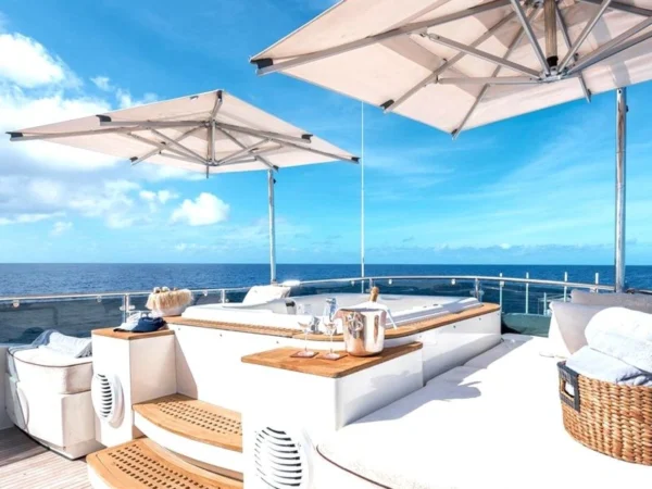 Antibes Marine Parasols over a Motor Yacht Hot Tub