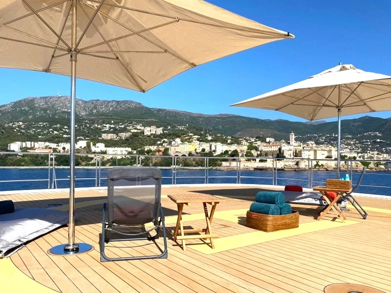 Cannes Marine Parasol on helipad decking